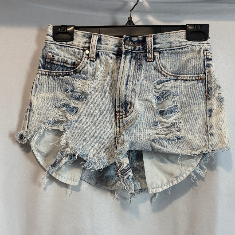 Acid Wash Distressed Jean Shorts XS177
